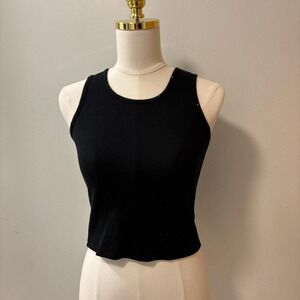 Y2K‎ Betsy & Babs Black Cropped Tank Top with Sequin Details Size Women's Medium